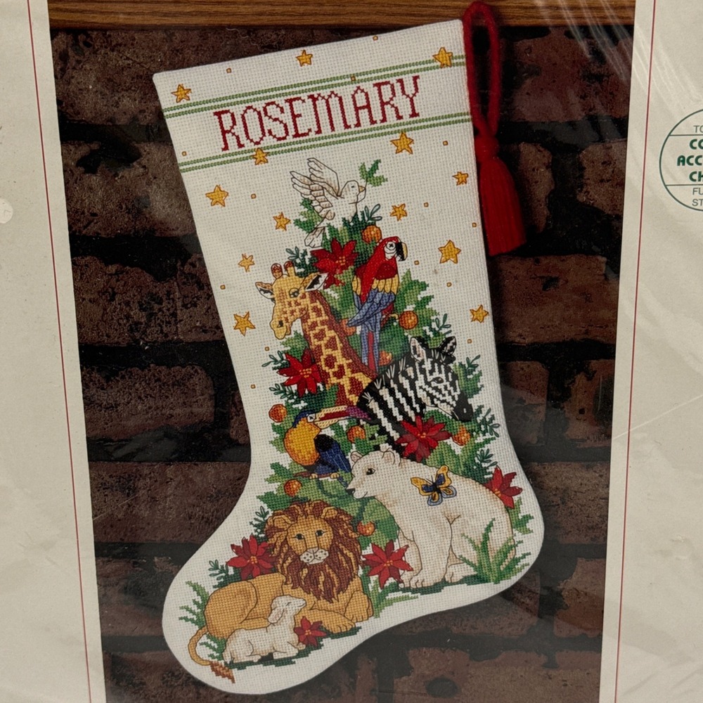 Sunset World of Animals Stocking Cross Stitch Kit Unisex OS White 18341 Vintage